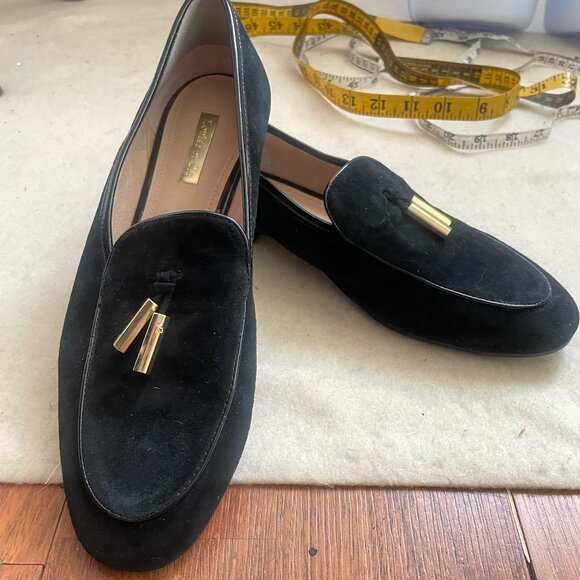 Louise et Cie Shoes - Louise et Cie black suede Blondell loafers w/gold-tone tassel detail